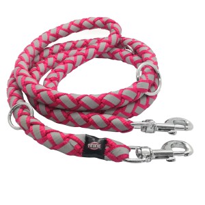 SMYCZ ODBLASKOWA PRZEPINANA dla psa L-XL 2M FUKSJA