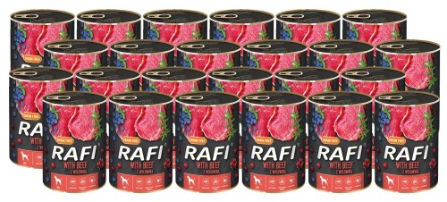 RAFI dla psa WOŁOWINA Z BORÓWKĄ 400G X 24 PAKIET