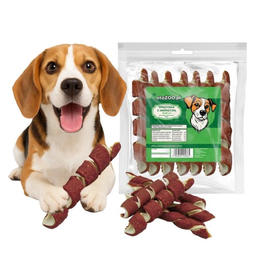 SPRĘŻYNKA Z JAGNIĘCINĄ PRZYSMAK DLA PSA GRYZAK 500G + 10% GRATIS