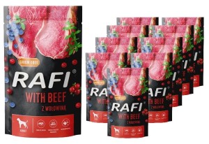 Mokra karma Rafi bezzbożowa z wołowiną 10x500 g dla psów dorosłych