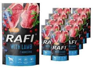 Mokra karma dla psa Rafi jagnięcina saszetka zestaw 10 x 500g Dolina Noteci