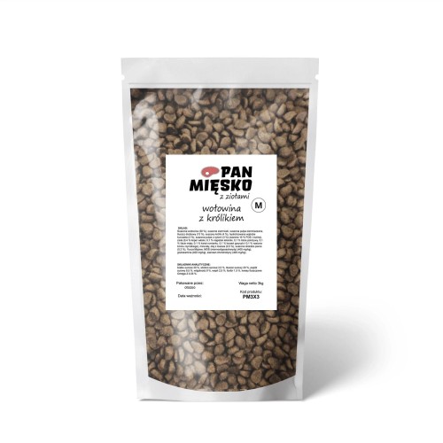 PAN MIĘSKO Z ZIOŁAMI WOŁOWINA Z KRÓLIKIEM 3KG KARMA NA WAGĘ