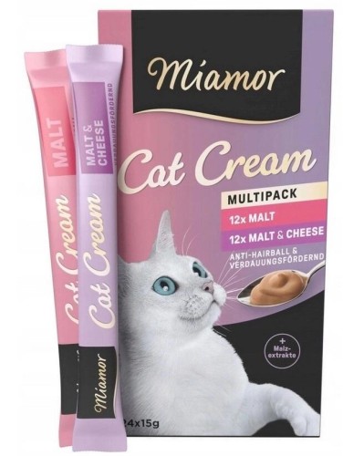 Miamor Cream MULTIPACK Malt Hariball + Malt&Cheese na kule włosowe 24x15G