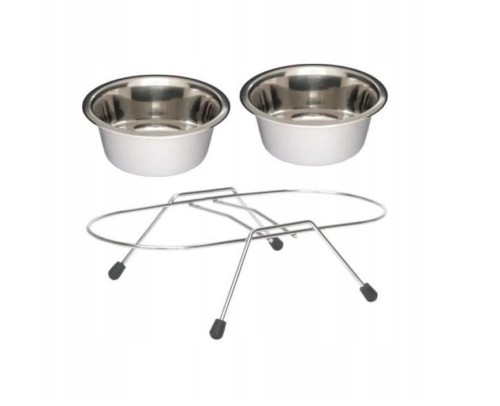 ZESTAW MISKI MISKA NA STOJAKU DLA PSA KOTA 2 X 0,9L LO-97313