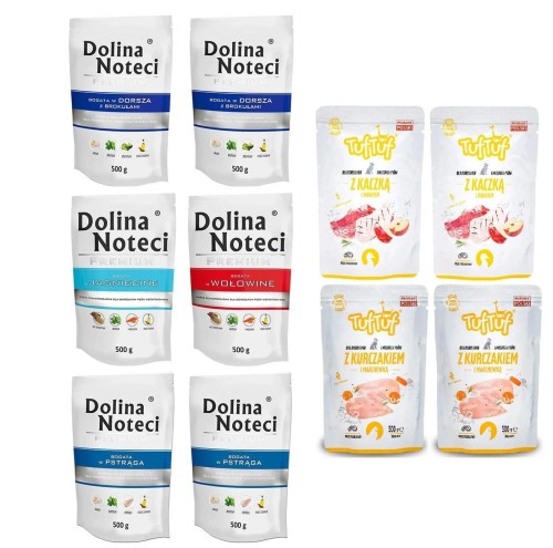 Zestaw dla psa 10x500g mix smaków: 6x Dolina Noteci + 4x Tuf Tuf