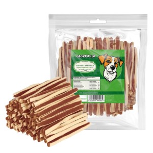 PRZYSMAKI DLA PSA SANDWICH MIĘKKIE PASKI KACZKA RYBA 1KG MEGA PAKA