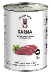 MOKRA KARMA DLA PSÓW SARNA MONOPROTEINOWA 400G KUCHNIA SZEFA