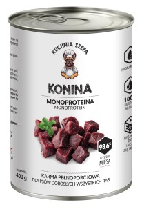 MOKRA KARMA DLA PSÓW KONINA MONOPROTEINOWA 400G KUCHNIA SZEFA