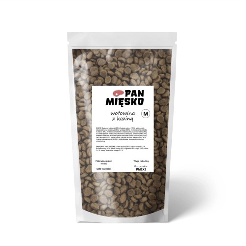 PAN MIĘSKO Z WOŁOWINA Z KOZINĄ 3KG KARMA NA WAGĘ
