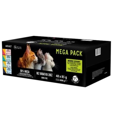 PetRepublic karma mokra dla kotów MIX mięsno-rybne smaki 48x85g