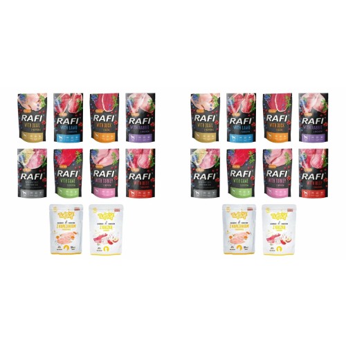 2x Zestaw dla psa mix smaków 10x500g: 8x Dolina Noteci Rafi + 2x Bult Tuf T