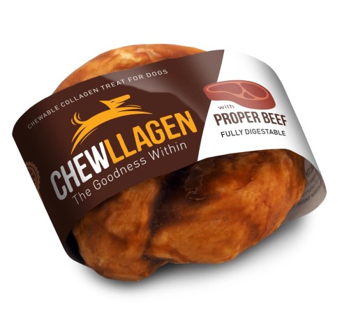 Przysmak dla psa Kolagenowo Wołowy Donat Mały 9 cm CHEWLLAGEN