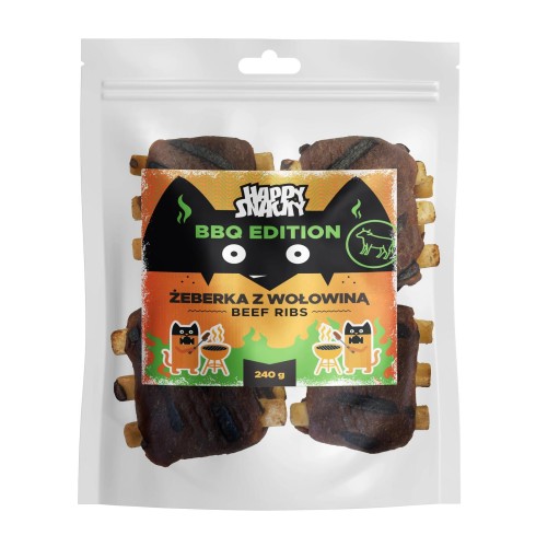 Przysmak dla psa BBQ żeberka z wołowiną 240g Happy Snacky