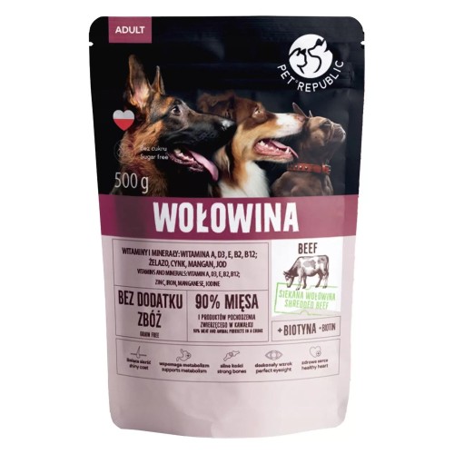 Mokra karma dla psa w saszetce WOŁOWINA 500G Pet Republic