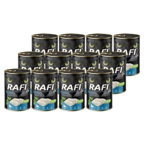Mokra karma dla kota Rafi Cat Adult z dorszem zestaw 12 x 400 g