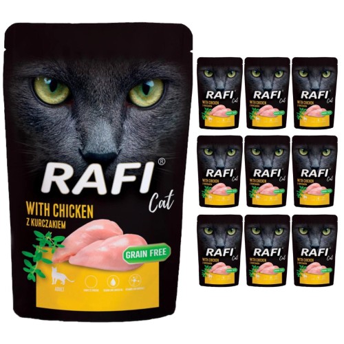 Mokra karma dla kota Rafi Cat Adult z kurczakiem zestaw 10x100g