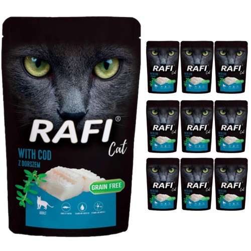 Mokra karma dla kota Rafi Cat Adult z dorszem zestaw 10x100g
