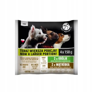 PetRepublic Mokra karma Dla psa Adult Małe rasy Królik Wątróbka 4x150g