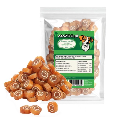 PRZYSMAKI DLA PSA SMAKOŁYKI SUSHI KURCZAK Z RYBĄ 100G