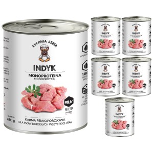 MOKRA KARMA DLA PSÓW INDYK MONOPROTEINOWA 6x800G KUCHNIA SZEFA