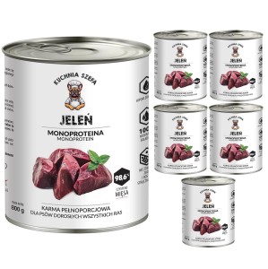 MOKRA KARMA DLA PSÓW JELEŃ MONOPROTEINOWA 6x800G KUCHNIA SZEFA