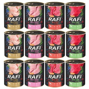 KARMA DLA PSÓW zestaw RAFI MIX SMAKÓW 800G X 12