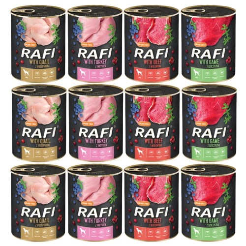 KARMA DLA PSÓW zestaw RAFI MIX SMAKÓW 800G X 12