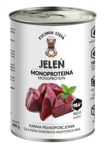 Kuchnia Szefa MONOPROTEINOWA Karma mokra dla psa Jeleń 400g