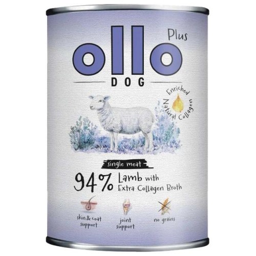 Mokra karma dla psa OLLO PLUS JAGNIĘCINA + KOLAGEN 400G