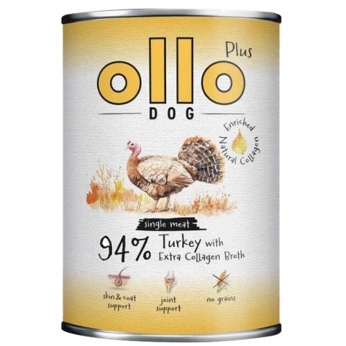 Mokra karma dla psa OLLO PLUS INDYK + KOLAGEN 400G