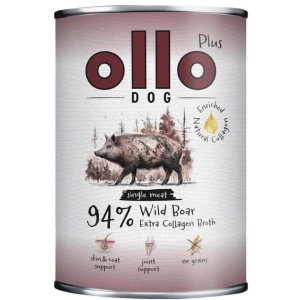 Mokra karma dla psa OLLO PLUS DZIK + KOLAGEN 400G