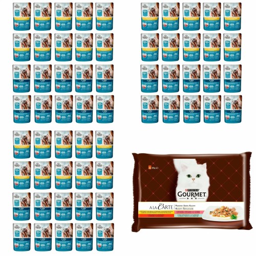 Zestaw Purina Gourmet A La Carte 4x85g + Frendi 60x100g Mix mięs i ryb