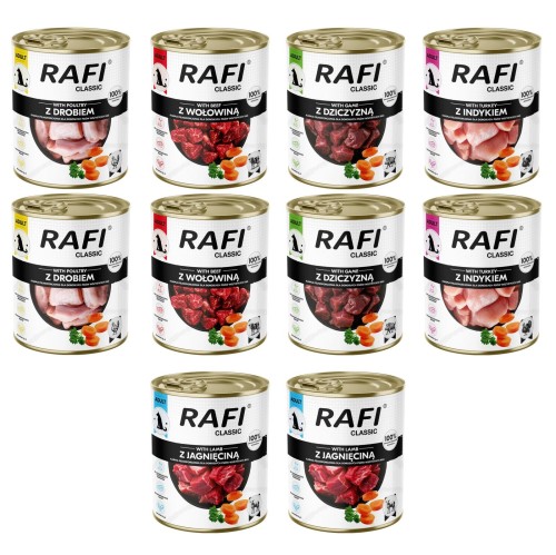 Mokra karma dla psa Rafi Classic MIX SMAKÓW 10x800g