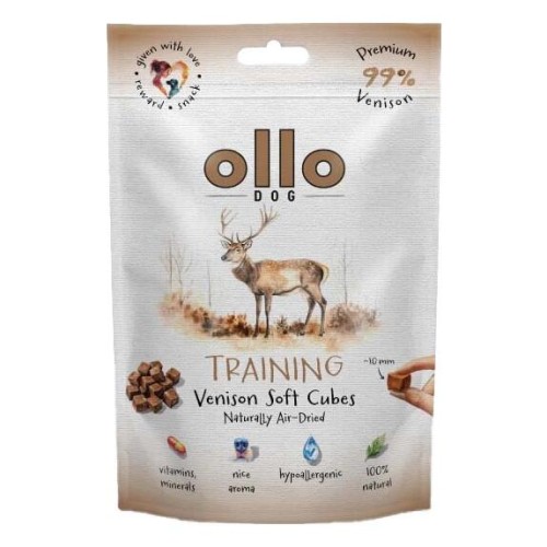 Ollo AIR-DRIED SOFT VENISON CUBES 80G TRAINING monobiałkowe smaczki jeleń