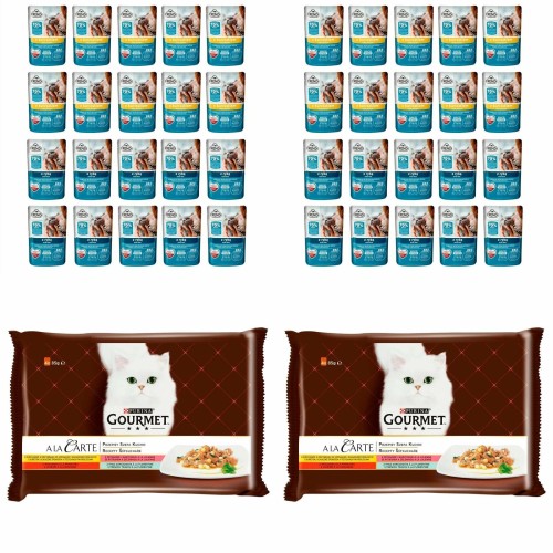 Zestaw Purina Gourmet A La Carte 8x85g + Frendi 40x100g Mix mięs i ryb