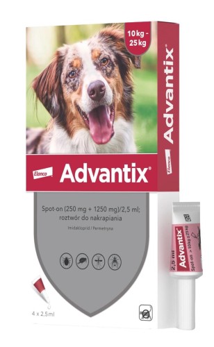 Advantix dla psów od 10 do 25kg 2,5mlx4szt