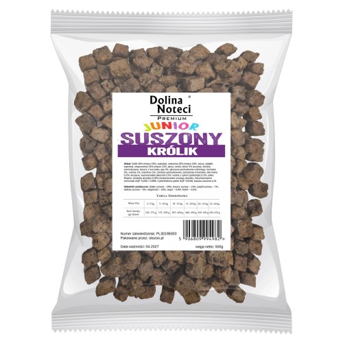 DOLINA NOTECI PREMIUM JUNIOR karma suszona sucha dla psa KRÓLIK 500G