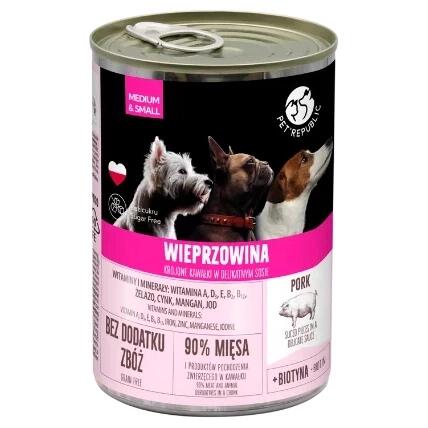 PetRepublic mokra karma dla psów wieprzowina kawałki w sosie 400g
