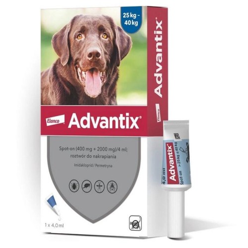 ADVANTIX Krople na pchły i kleszcze dla psów od 25 do 40 kg (1 x 4 ml)