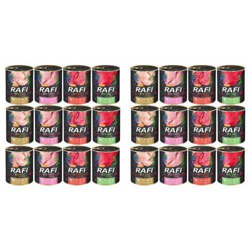 2x KARMA DLA PSÓW zestaw RAFI MIX SMAKÓW 800G X 12
