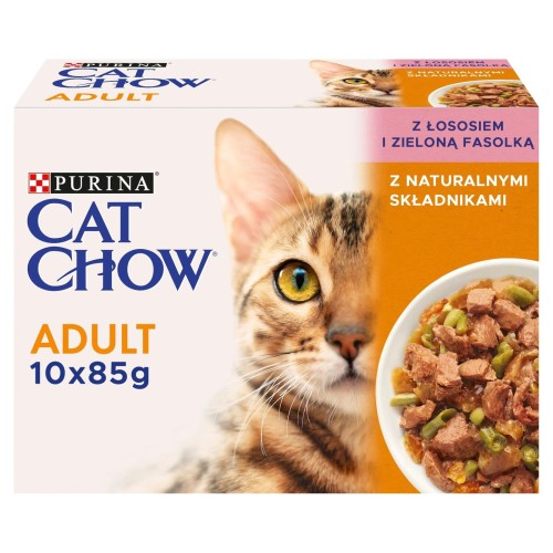 Purina Cat Chow Adult karma dla kotów łosoś fasolka w galaretce 10 x 85 g