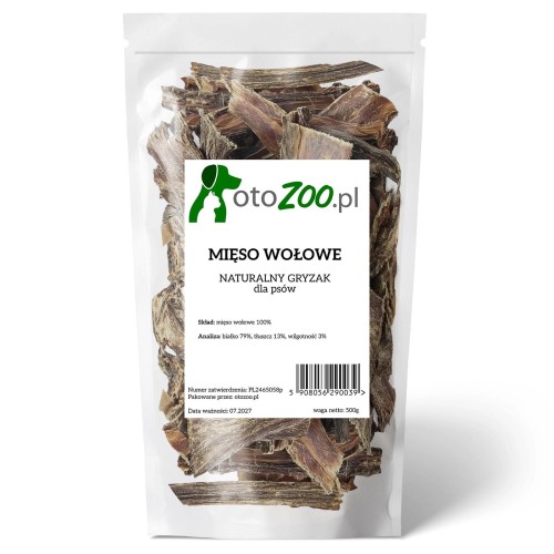 Mięso wołowe przysmak naturalny suszony dla psa 500g otozoo.pl