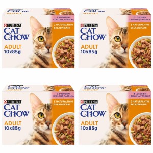 4x Purina Cat Chow Adult karma dla kotów łosoś fasolka w galaretce 10 x 85
