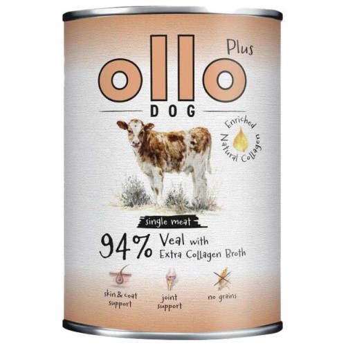 Mokra karma dla psa OLLO PLUS CIELĘCINA + KOLAGEN 800G