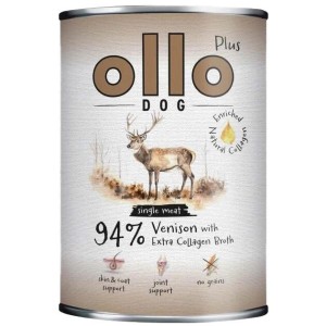 Mokra karma dla psa OLLO PLUS JELEŃ + KOLAGEN 800G