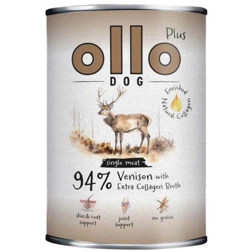 Mokra karma dla psa OLLO PLUS JELEŃ + KOLAGEN 800G