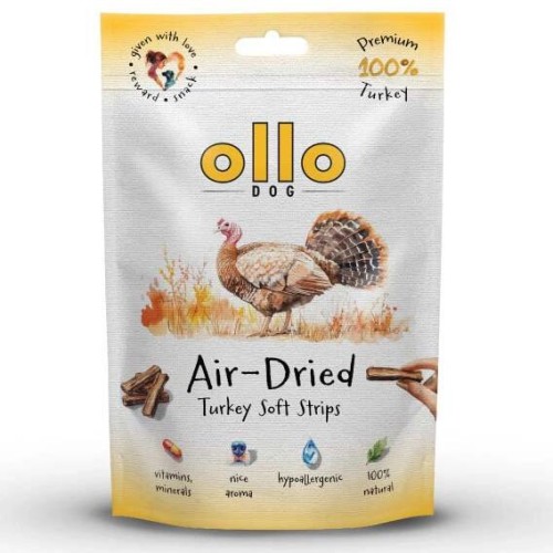 Ollo Air Dried Turkey Strips suszone miękkie paski z indyka dla psa 80g