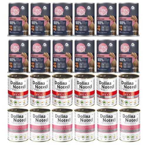 Mokra karma dla psa DOLINA NOTECI Premium FineMeat MIX smaków 24x400