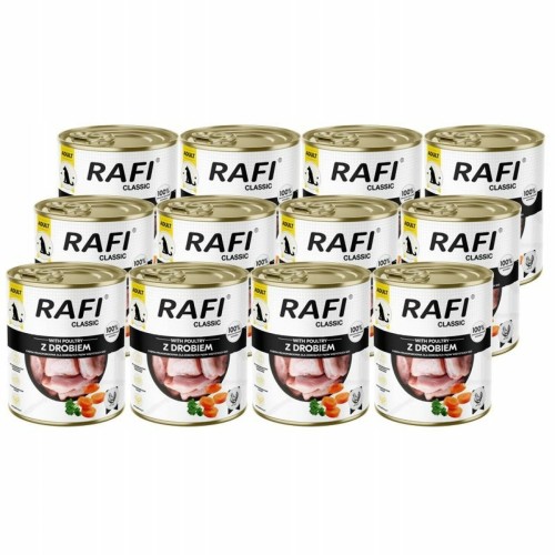 Mokra karma dla psa Rafi Classic z drobiem zestaw 12 x 800 g