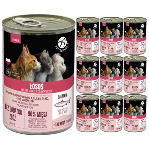PetRepublic karma mokra dla KOTA KAWAŁKI MIĘSA W SOSIE łosoś STERIL 10x400G
